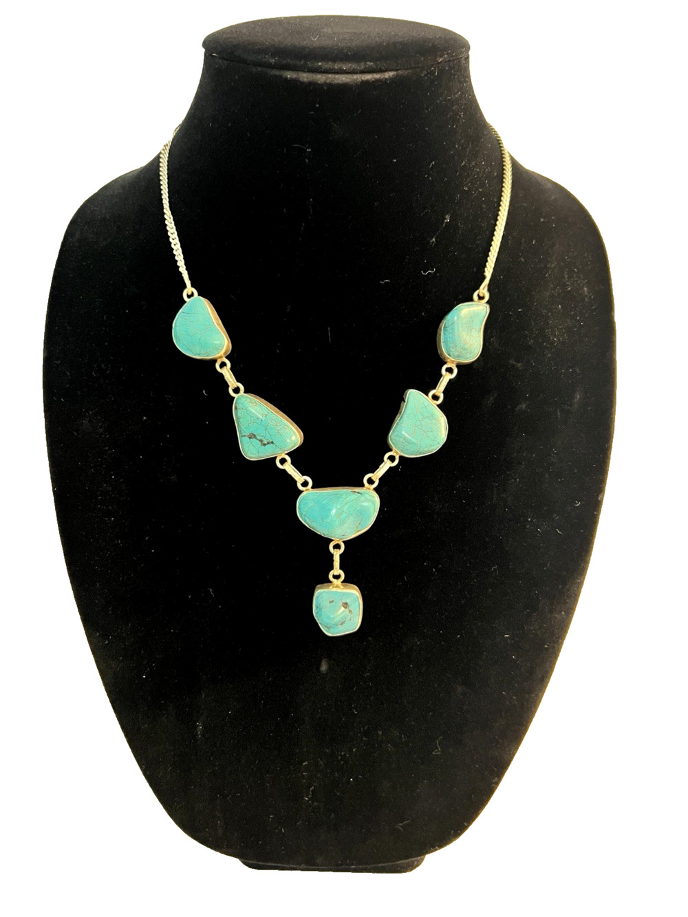 Turquoise STERLING SILVER 925 Lariat Necklace Artisan Handmade Southwestern
